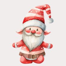 Cute Christmas Gnome Watercolor Clipart