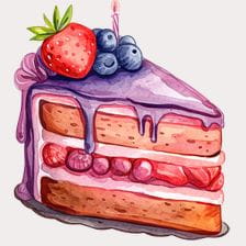 Blueberry and strawberry cake clipart
