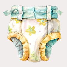 Reusable Baby Cloth Diaper Watercolor Clipart
