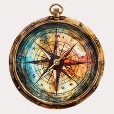 Vintage Watercolor Compass Clipart