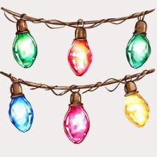 Watercolor Christmas Lights Clipart