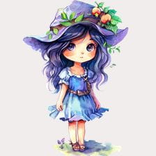 Cute purple witch clipart