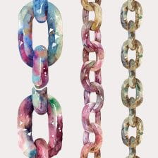 Watercolor Chain Clipart Seamless Pattern