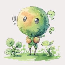Cute Green Plant Character Clipart