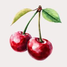 Watercolor Red Cherries Clipart