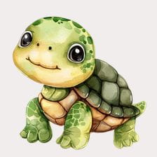 Cute Watercolor Turtle Clipart