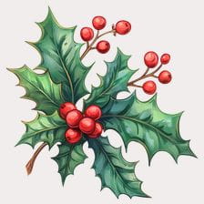 Christmas Holly Clipart Illustration