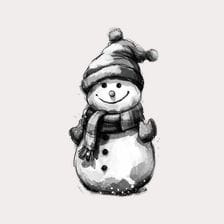black and white snowman clipart