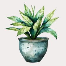 Watercolor Green Plant Pot Clipart