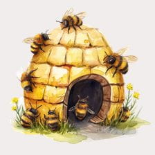 watercolor beehive clipart