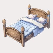 Wooden Double Bed Clipart