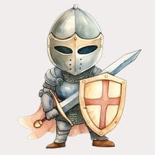 cute knight watercolor clipart