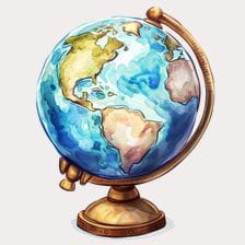 Vintage Watercolor Globe Clipart
