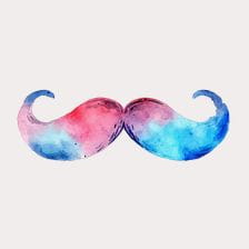 blue mustache clipart