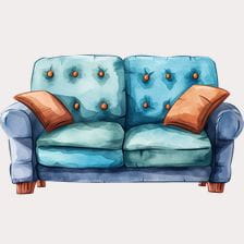 watercolor sofa clipart