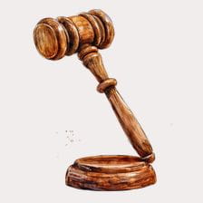 Hand Drawn Watercolor Gavel Auction Clipart
