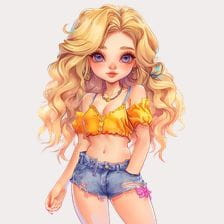 blonde anime girl clipart