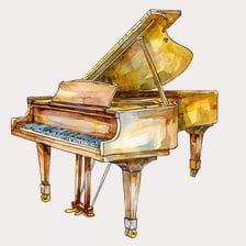 Watercolor Grand Piano Clipart