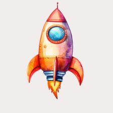 orange rocket clipart