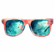 Red Trendy Watercolor Sunglasses Clipart