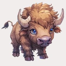 Cute Cartoon Baby Bison Clipart