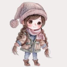 Cute anime girl in winter clothes