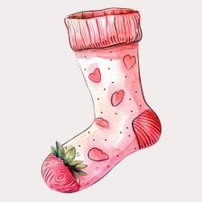 Pink Strawberry Valentine Sock Clipart
