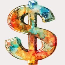 Watercolor Hand Drawn Dollar Sign Clipart