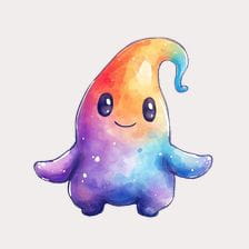 Rainbow Watercolor Cute Monster Clipart