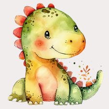 adorable Watercolor Dinosaur Clipart