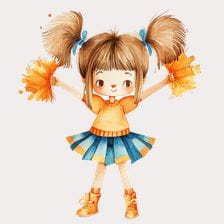 cheer gril with pom pom clipart