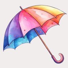 Colorful Watercolor Umbrella Clipart