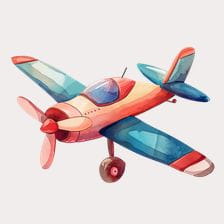 Cute Watercolor Airplane Clipart