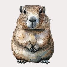Watercolor Groundhog Clipart