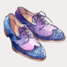 Mens Purple Wingtip Oxford Shoes Clipart