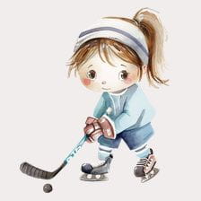 Cute Girl Hockey Player Clipart