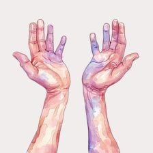 Watercolor Painting Hands Reaching Upwards Clipart
