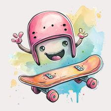 A cute cartoon skateboarder