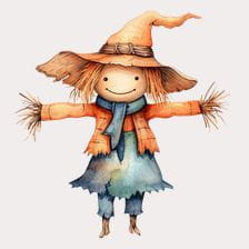 cute scarecrow watercolor clipart
