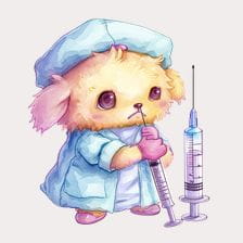 Cute Puppy Doctor with Syringe Clipart
