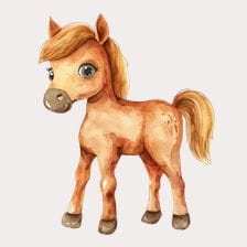 Cute watercolor pony