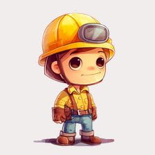 Cute Construction Worker Cartoon Clipart
