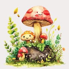 mushroom garden clipart