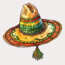 Mexican Sombrero Hat Watercolor Clipart