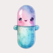 Cute Watercolor Pill Clipart