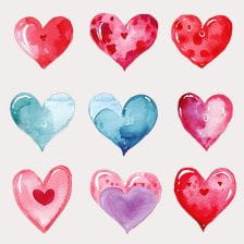 Watercolor Hand Painted Heart Clipart