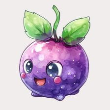 Cute purple fruit with leaves clipart