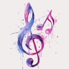 Watercolor Treble Clef Music Clipart