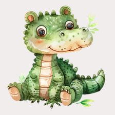 Cute Watercolor Crocodile Clipart
