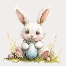 Cute Easter Bunny Holding Egg Clipart